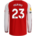 adidas Mens Arsenal Authentic Mikel Merino Long Sleeve Home Jersey w/ EPL + No Room for Racism Patches 26/27 (Better Scarlet)