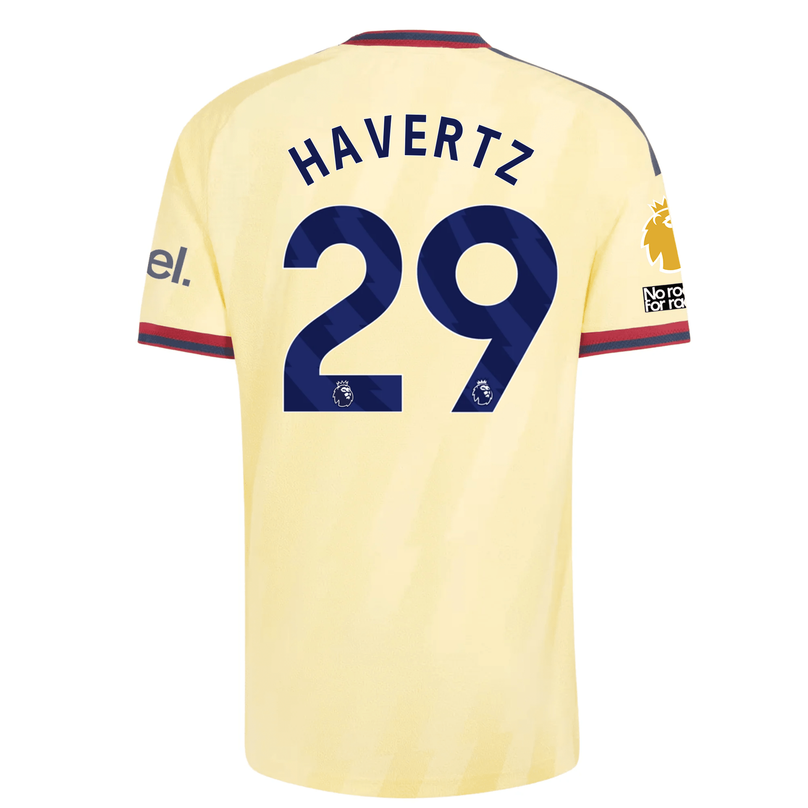 adidas Mens Arsenal Kai Havertz Authentic Third Jersey w/ EPL + No Room For Racism 26/27 (Yellow)