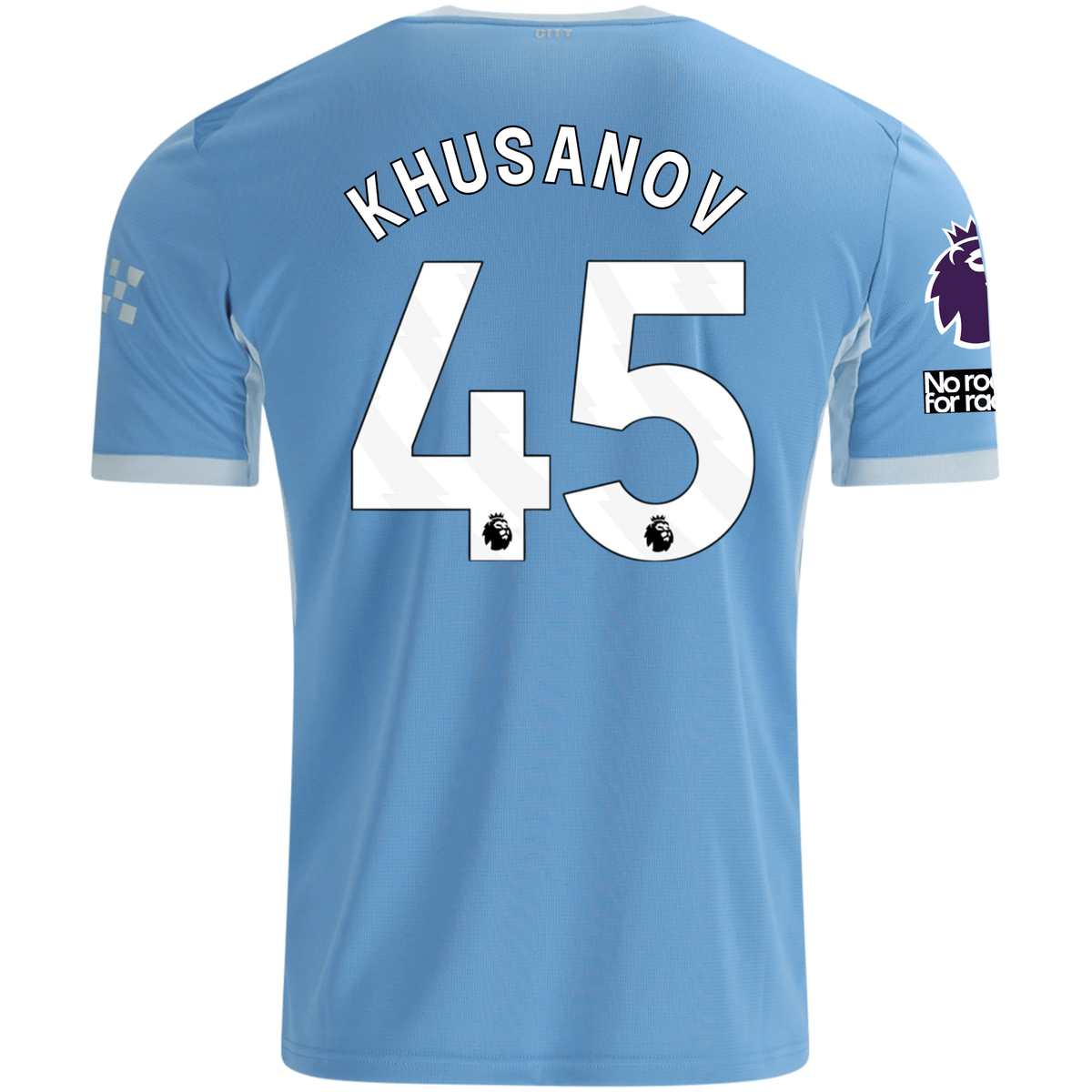 Puma Mens Manchester City Abdukodir Khusanov Home Jersey EPL + No Room For Racism Patches 26/27 (Team Light Blue/Icey Blue)