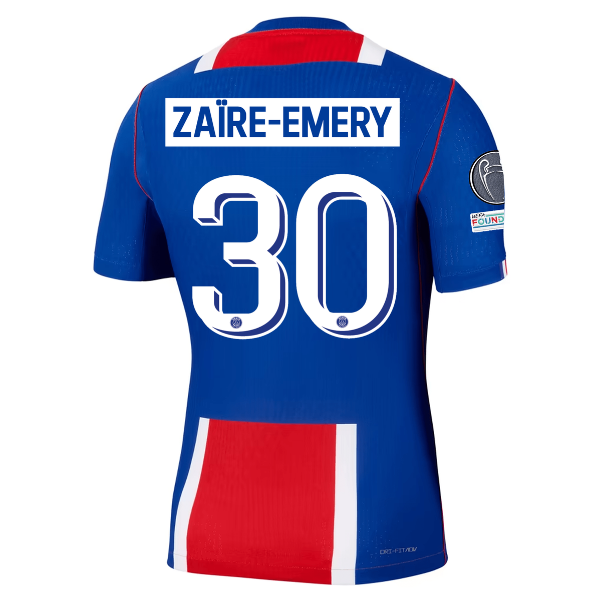 Nike Paris Saint-Germain Match Authentic Warren Zaïre-Emery Home Jersey w/ Champions League Patches 26/27 (Old Royal/White/Red)