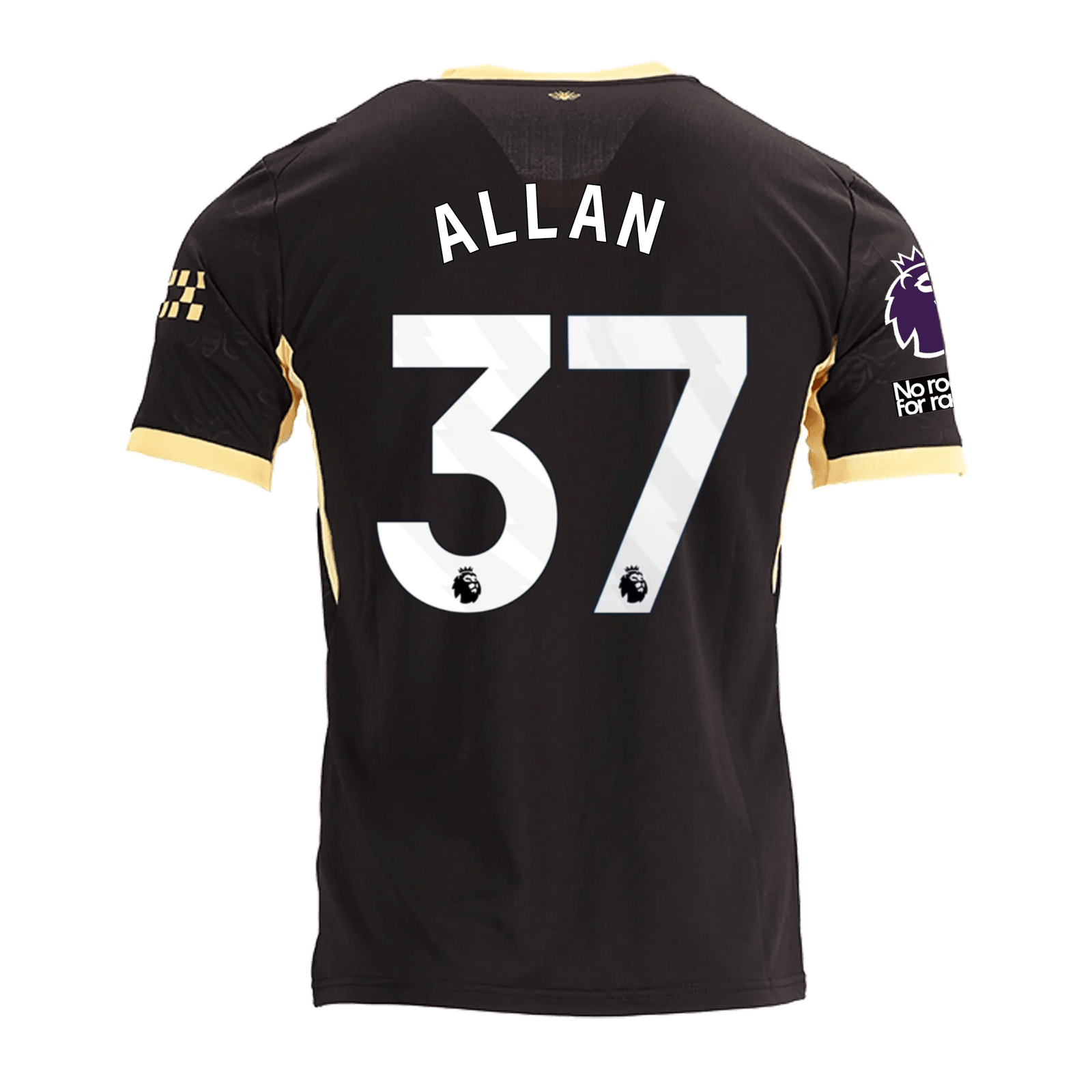 Puma Mens Manchester City Allan Andrade Elias Away Jersey w/ EPL + No Room For Racism Patches 26/27 (Black/Yellow)