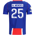 Nike Mens Paris Saint-Germain Nuno Mendes Home Jersey w/ Champions League Patches 26/27 (Blue/White/Red)
