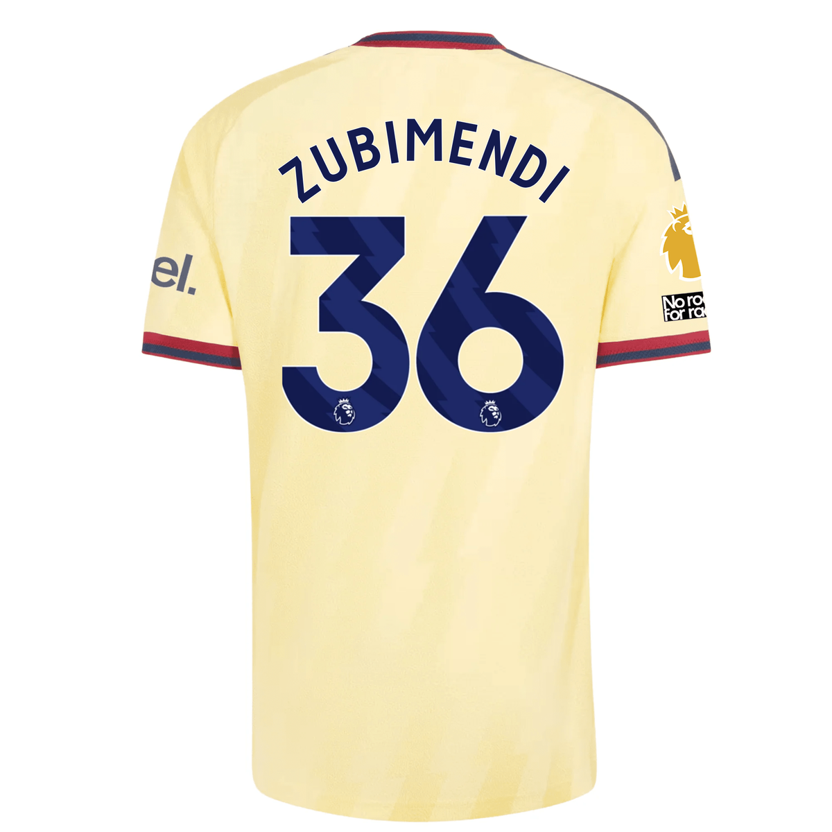 adidas Mens Arsenal Martín Zubimendi Authentic Third Jersey w/ EPL + No Room For Racism 26/27 (Yellow)