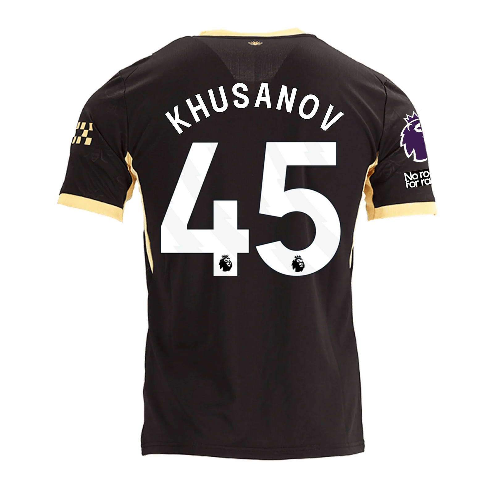 Puma Mens Manchester City Abdukodir Khusanov Elias Away Jersey w/ EPL + No Room For Racism Patches 26/27 (Black/Yellow)