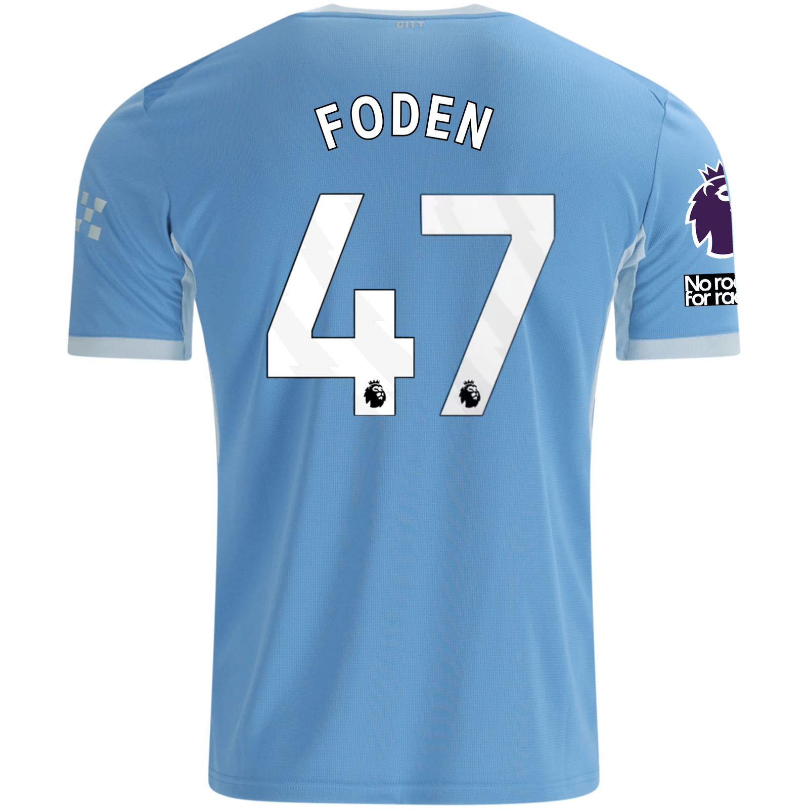 Puma Mens Manchester City Phil Foden Home Jersey EPL + No Room For Racism Patches 26/27 (Team Light Blue/Icey Blue)