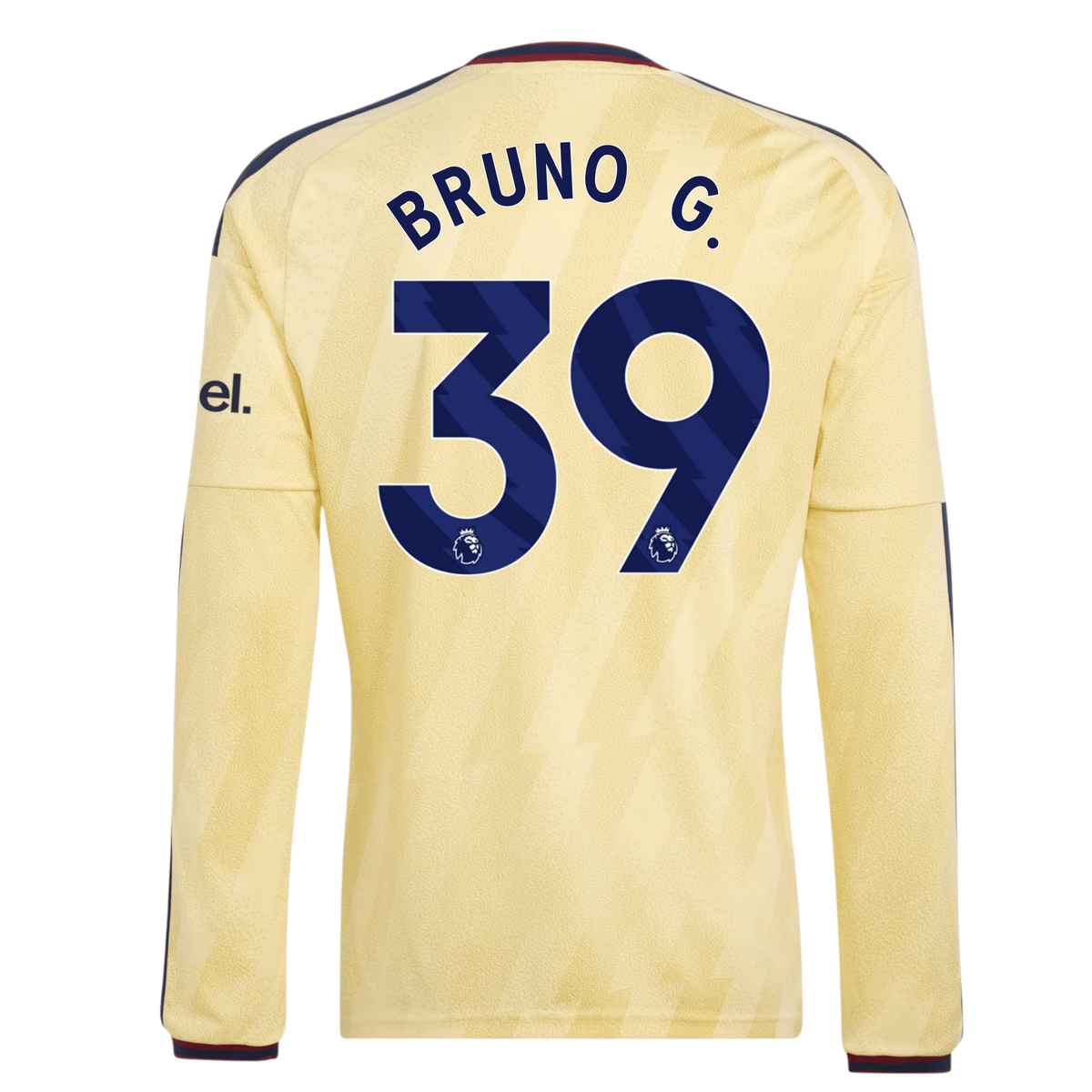 adidas Mens Arsenal Bruno Guimarães Long Sleeve Third Jersey w/ EPL + No Room For Racism Patches 26/27 (Yellow)