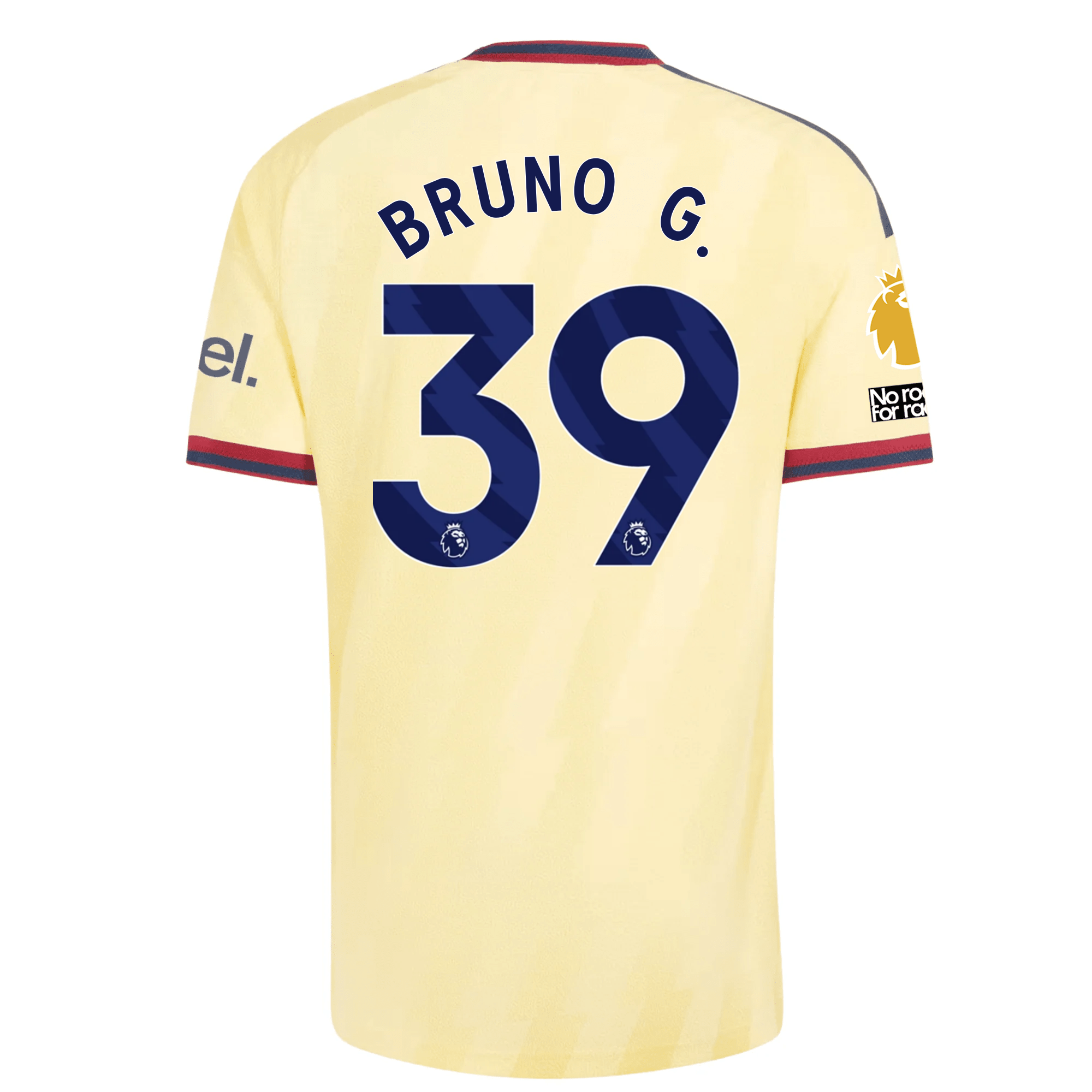 adidas Mens Arsenal Bruno Guimarães Authentic Third Jersey w/ EPL + No Room For Racism 26/27 (Yellow)