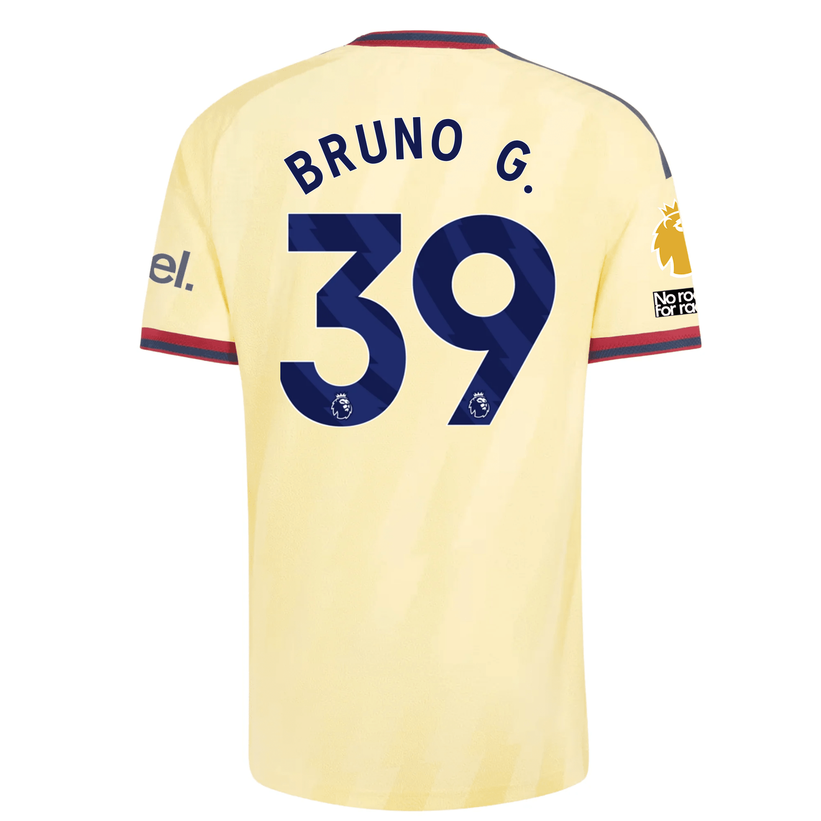 adidas Mens Arsenal Bruno Guimarães Authentic Third Jersey w/ EPL + No Room For Racism 26/27 (Yellow)