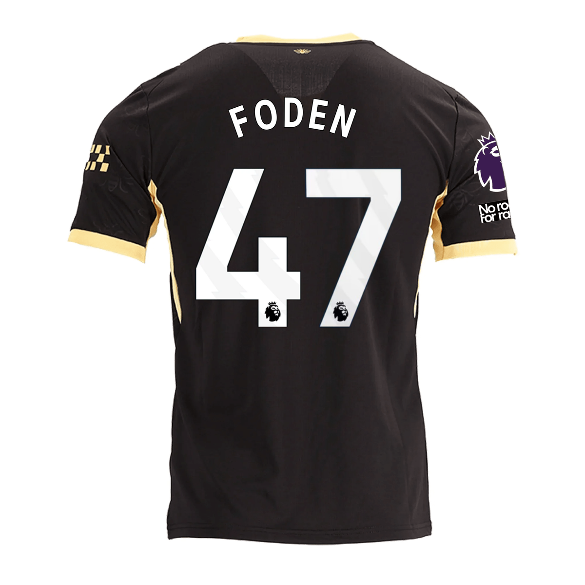 Puma Mens Manchester City Phil Foden Away Jersey w/ EPL + No Room For Racism Patches 26/27 (Black/Yellow)
