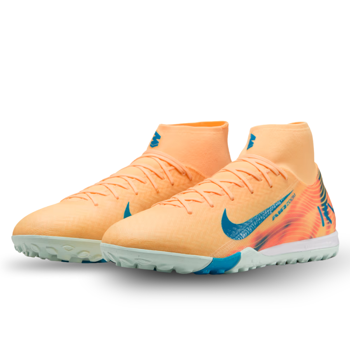Nike Zoom Superfly 10 Academy KM Turf Soccer Shoes (Melon Tint/Neo Turq/Igloo)