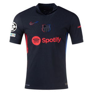 Nike Barcelona Authentic Raphinha Away Jersey w/ Champions League Patches 24/25 (Black/University Red/Hyper Royal)