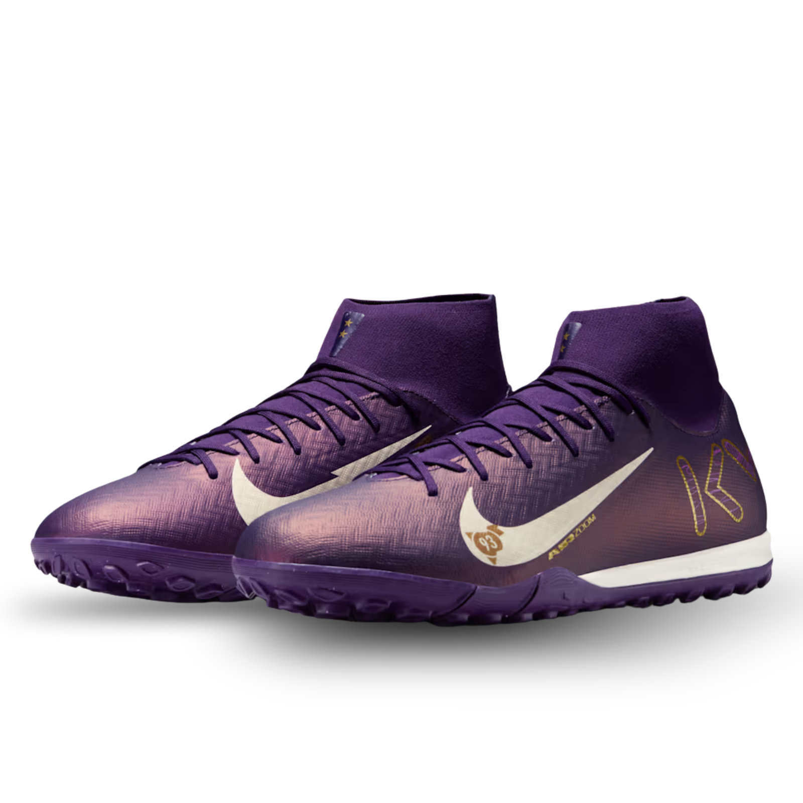 Nike Zoom Superfly 10 Academy KM Kylian Mbappe Turf TF Soccer Shoes (Grand Purple/Pale Ivory)