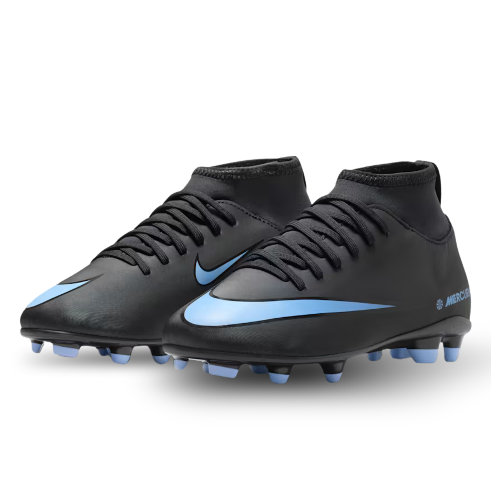 Nike Jr. Superfly 10 Club Firm Ground/Multi-Ground Soccer Cleats (Black/Ice Blue)