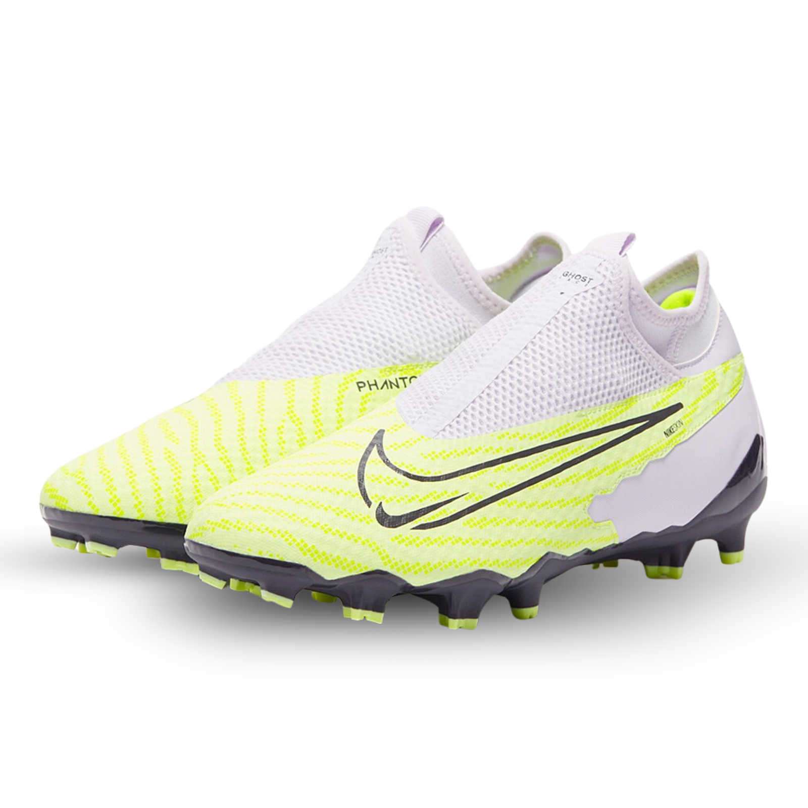 Nike Phantom GX Academy DF FG/MG Soccer Cleats (Barely Volt/Gridiron-Barely Grape)
