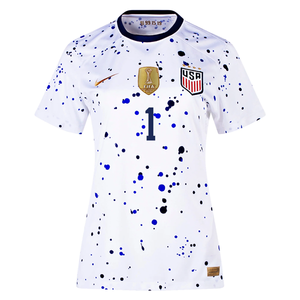 Nike Womens United States Alyssa Naeher 4 Star Home Jersey 23/24 w/ 2019 World Cup Champion Patch (White/Loyal Blue)