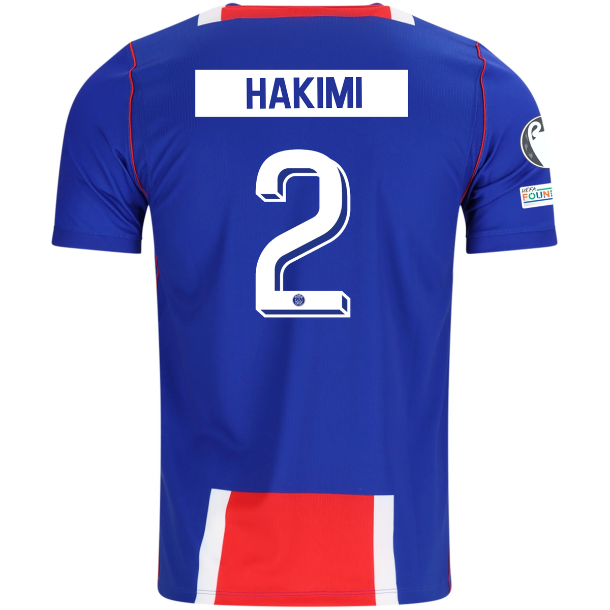 Nike Mens Paris Saint-Germain Achraf Hakimi Home Jersey w/ Champions League Patches 26/27 (Blue/White/Red)