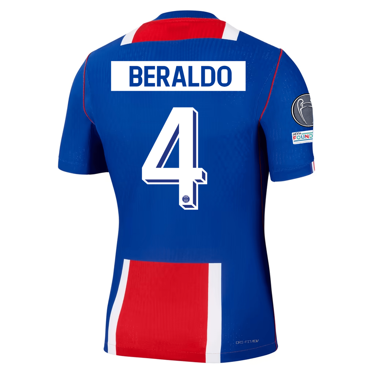 Nike Paris Saint-Germain Match Authentic Lucas Beraldo Home Jersey w/ Champions League Patches 26/27 (Old Royal/White/Red)