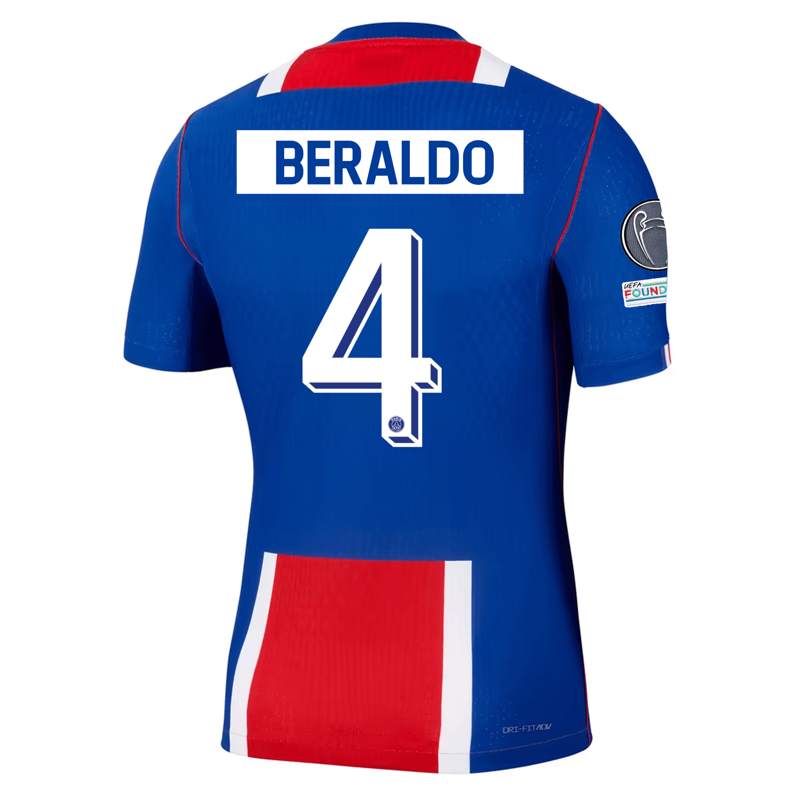 Nike Paris Saint-Germain Match Authentic Lucas Beraldo Home Jersey w/ Champions League Patches 26/27 (Old Royal/White/Red)