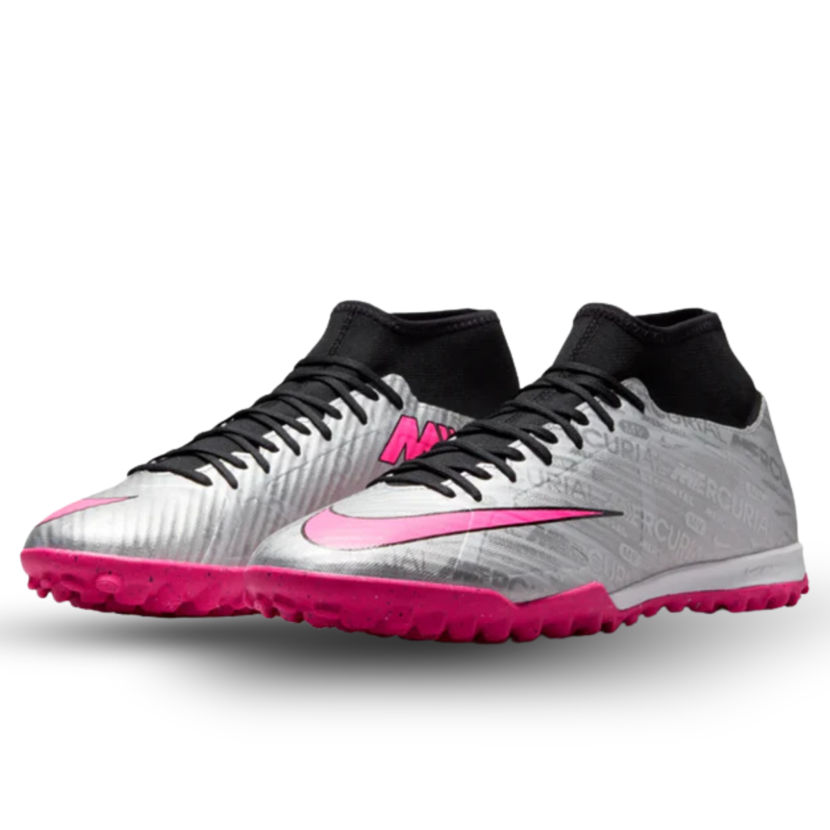 Nike Zoom Superfly 9 Academy XXV Turf Soccer Shoes (Metallic Silver/Hyper Pink)