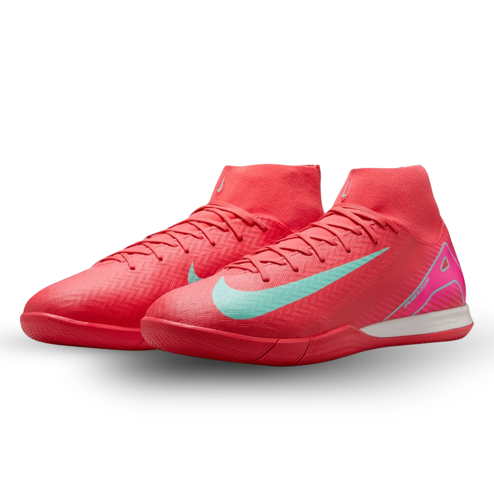 Nike Zoom Superfly 10 Academy Indoor Soccer Shoes (Ember Glow/Aurora Green)