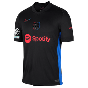 Nike Barcelona Frenkie De Jong Away Jersey w/ Champions League Patches 24/25 (Black/University Red/Hyper Royal)