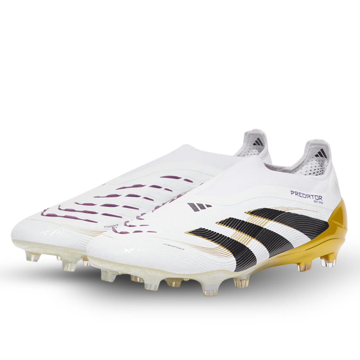 adidas Predator Elite Laceless Firm Ground Soccer Cleats (White/Black/Gold Metallic)