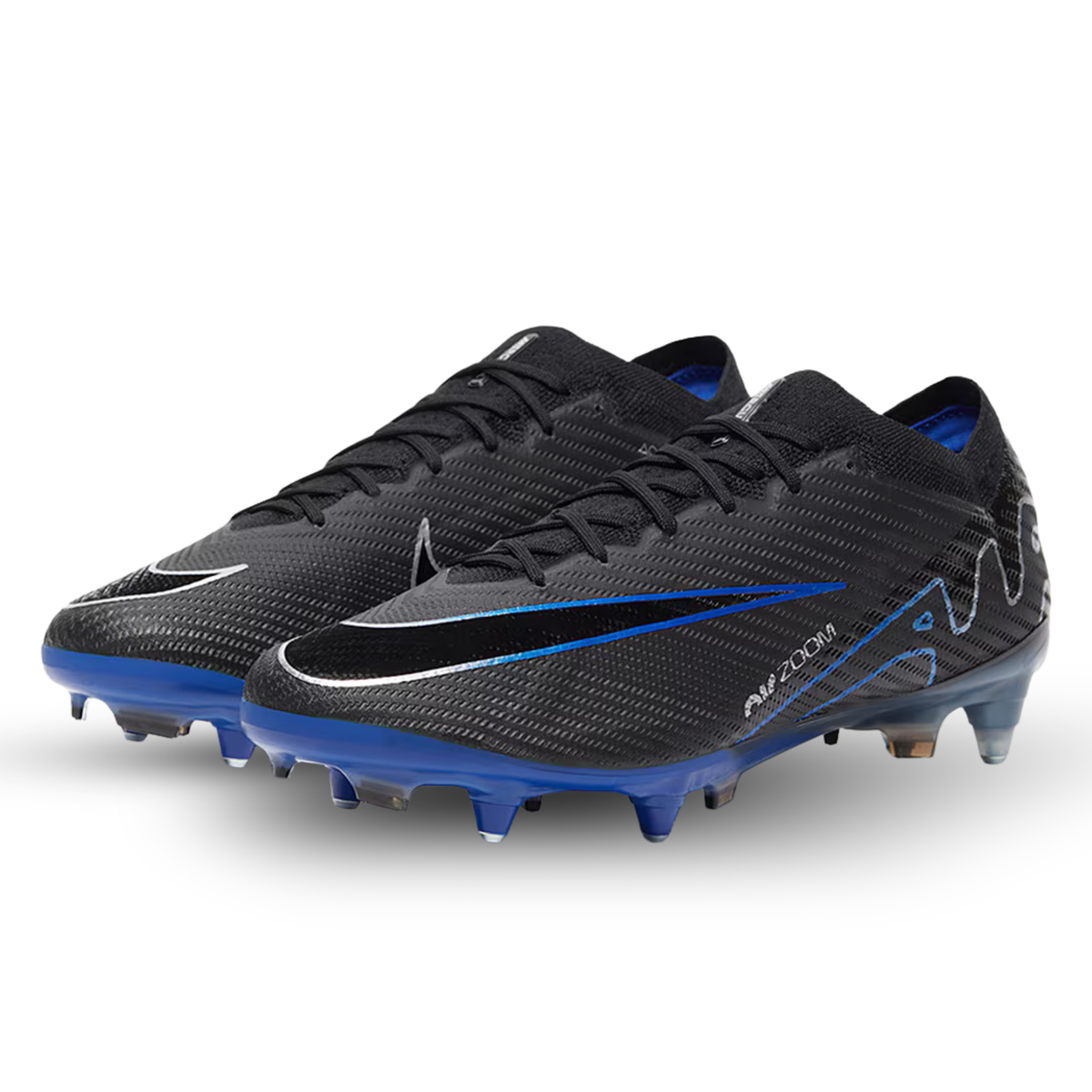 Nike Zoom Vapor 15 Elite SG-Pro Soccer Cleats (Black/Chrome-Hyper Royal)