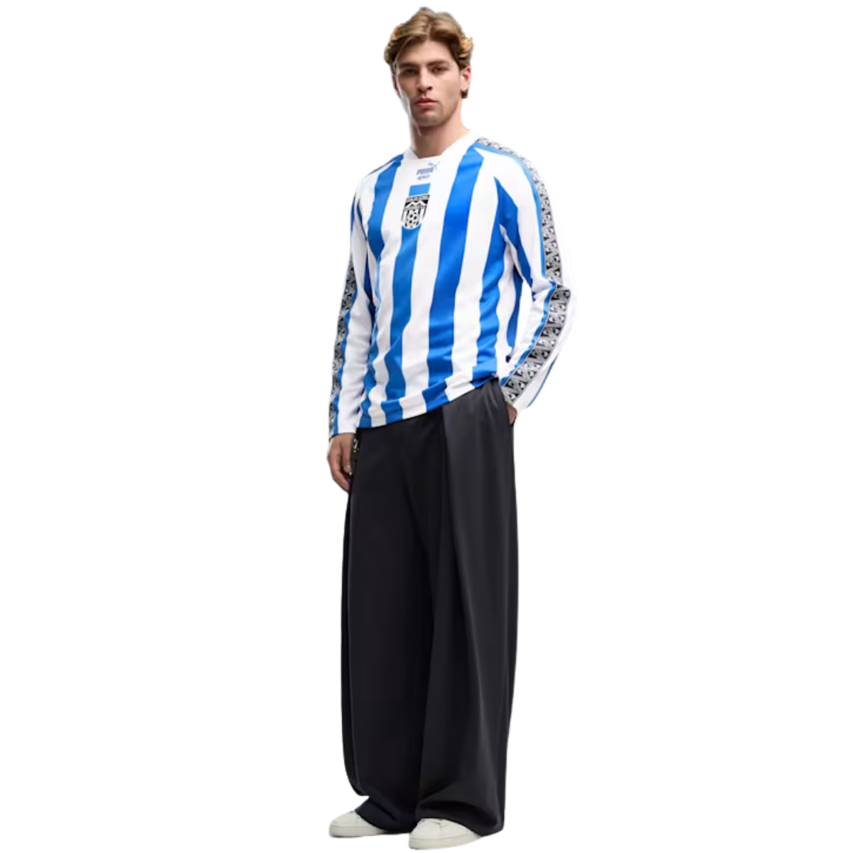Puma Mens Monterrey King Retro Long Sleeve Jersey 26/27 (Mountain Blue/PUMA White)