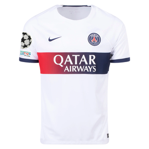 Nike Paris Saint-Germain Nuno Mendes Away Jersey w/ Champions League Patches 23/24 (White/Midnight Navy)