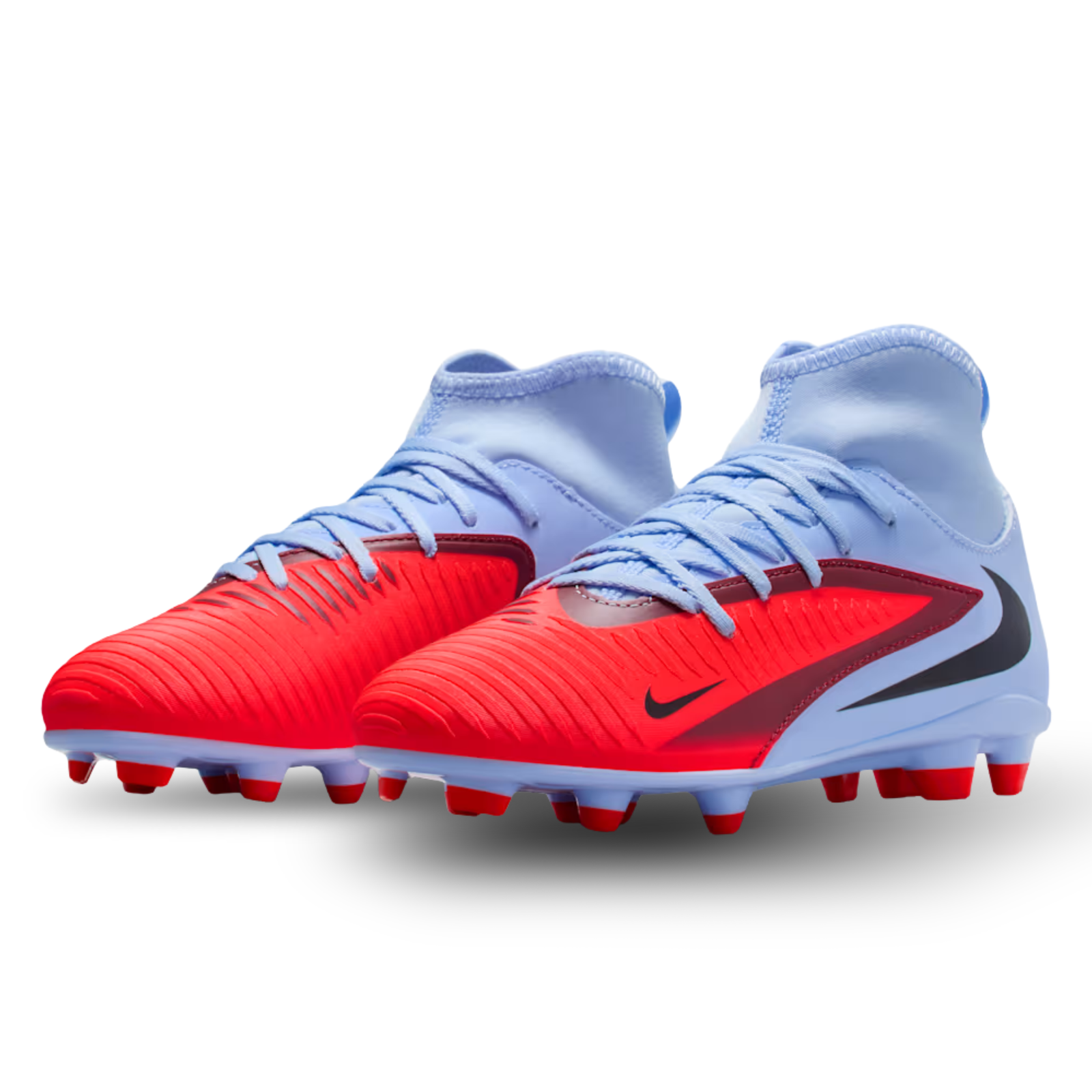 Nike Jr. Phantom 6 High Club Firm Ground/Multi Ground Soccer Cleats (Royal Tint/Bright Crimson)