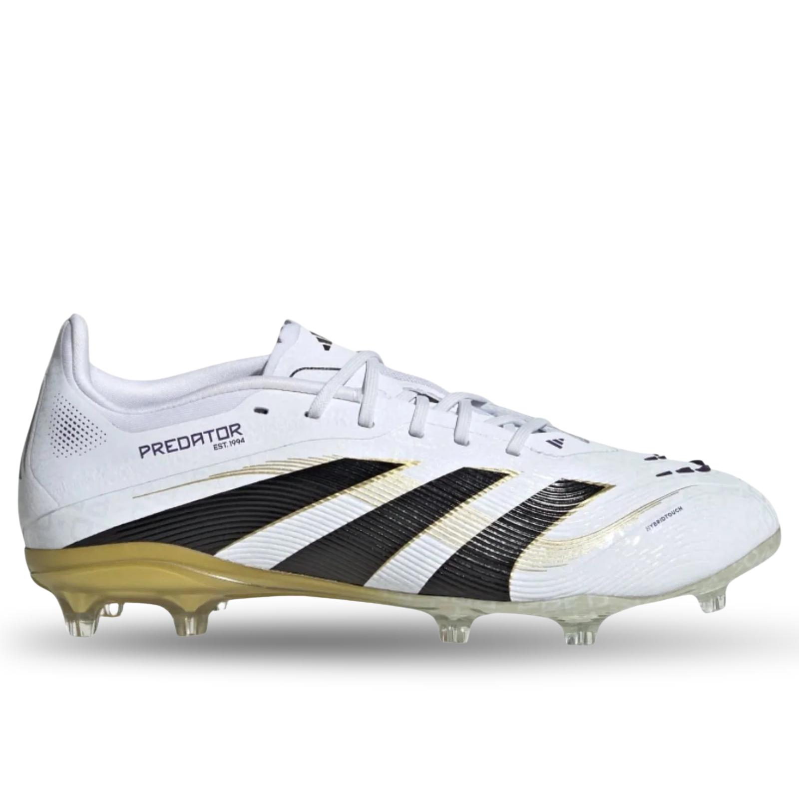 adidas Youth Jr. Predator Elite Junior Firm Ground Cleats (White/Black/Gold Metallic)
