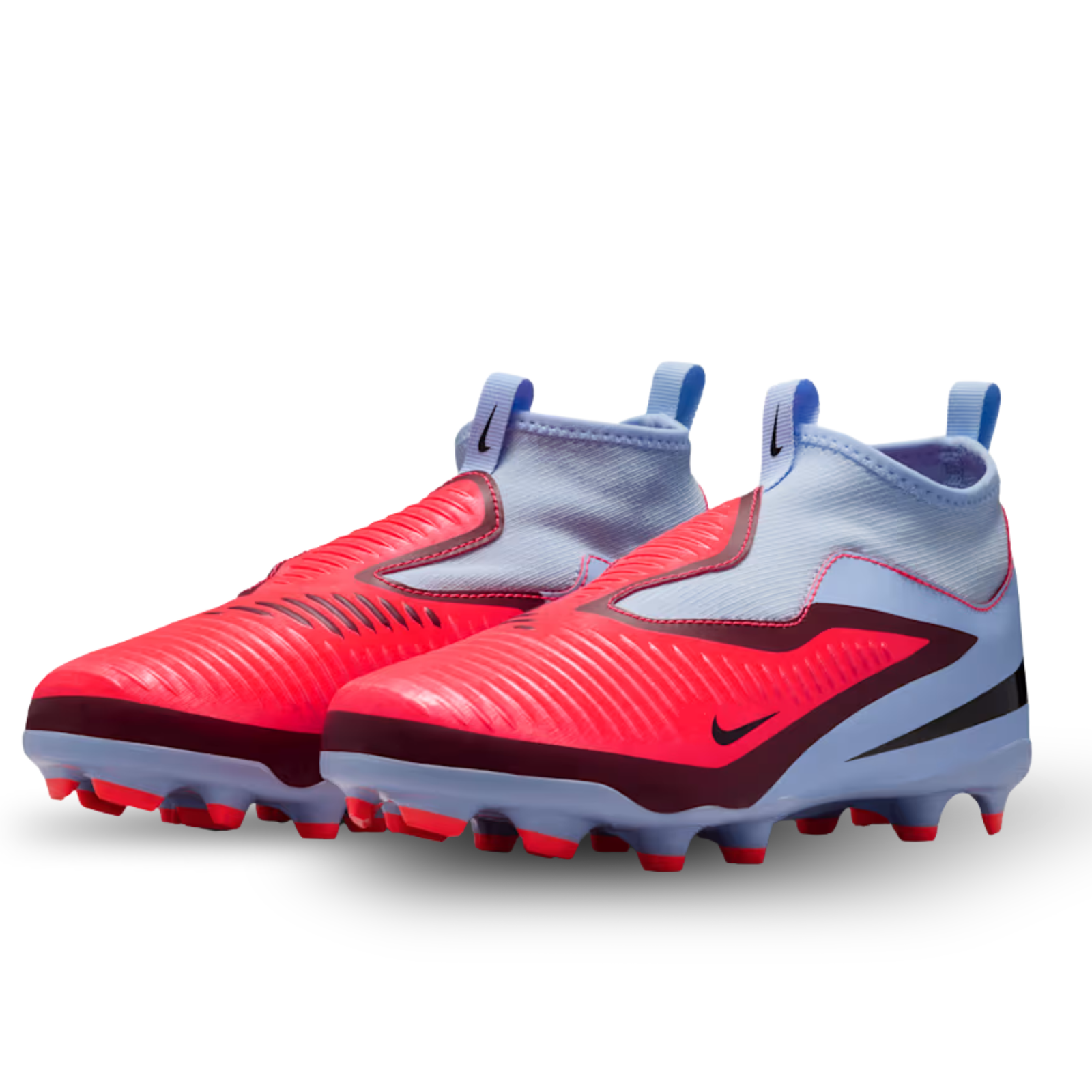 Nike Youth Jr Phantom 6 High Academy Firm Ground/Multi Ground Soccer Cleats (Royal Tint/Bright Crimson)