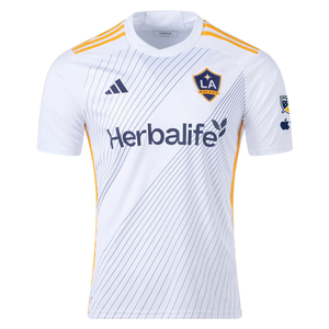 adidas LA Galaxy Riqui Puig Home Jersey w/ MLS + Apple TV Patches 24/25 (White/Yellow/Navy)
