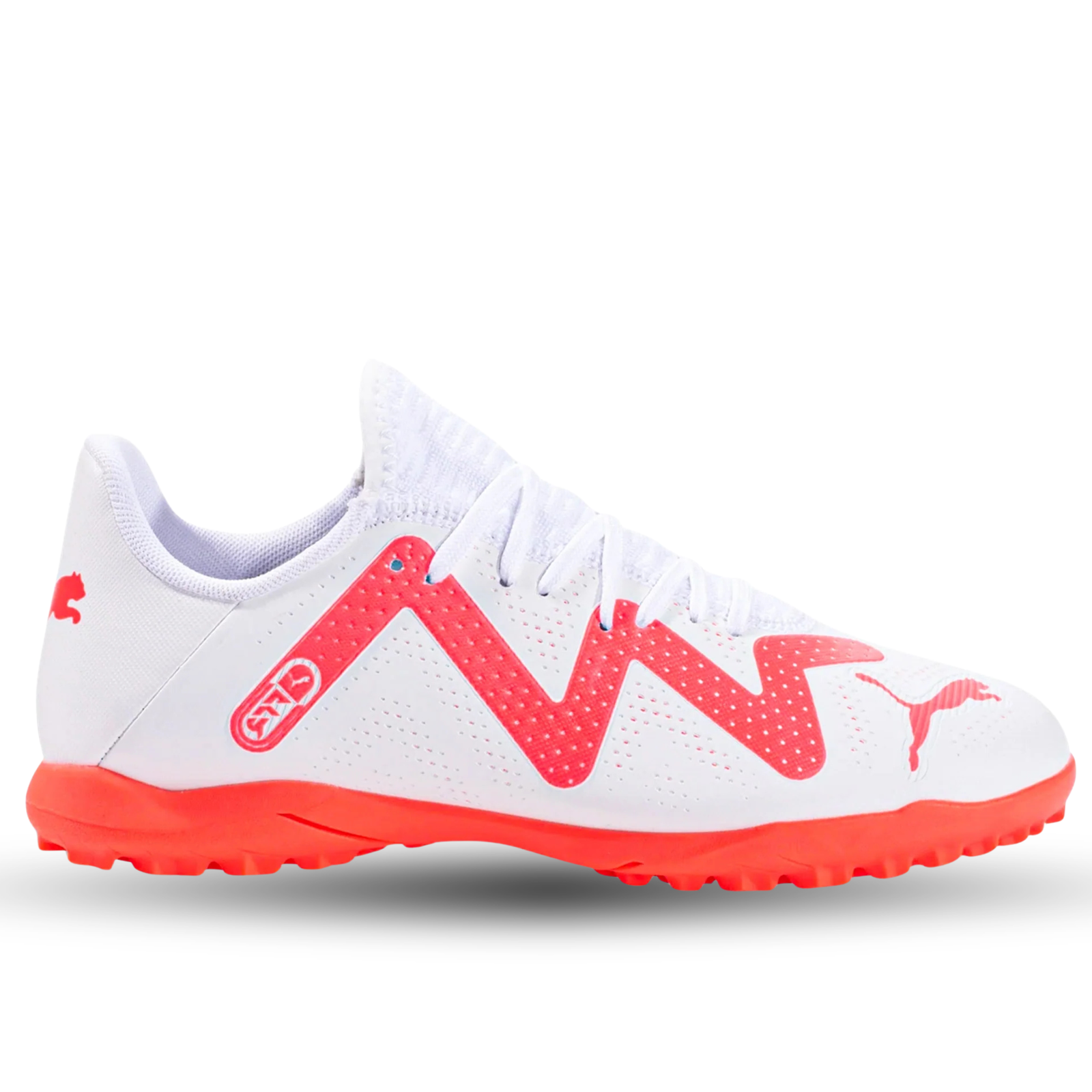 Puma Youth Jr. Future Play TT Turf Soccer Shoes (Puma White/Fire Orchid)