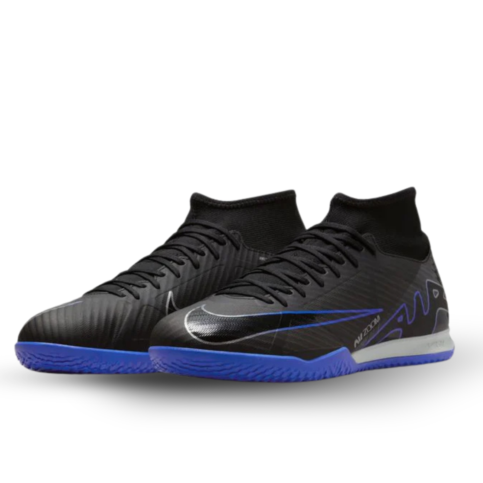 Nike Zoom Superfly 9 Academy Indoor Soccer Shoes (Black/Chrome-Hyper Royal)