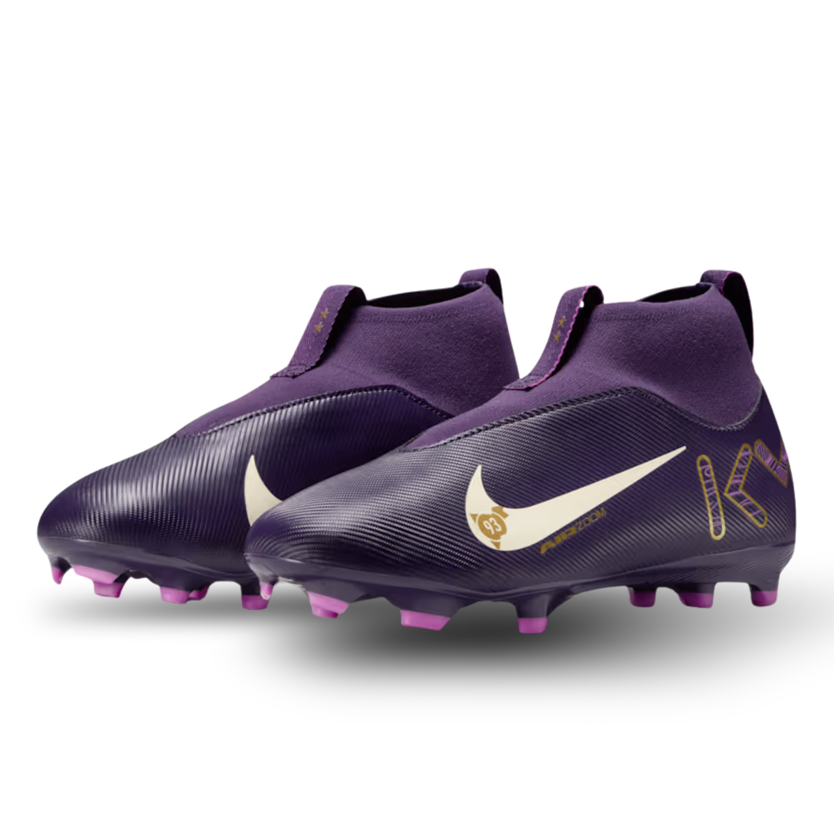 Nike Youth Jr. Zoom Superfly 10 Academy Kylian Mbappe KM FG/MG Soccer Cleats (Grand Purple/Pale Ivory)