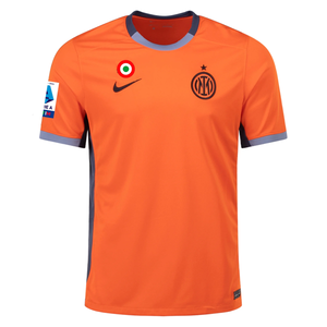 Nike Inter Milan Stefan de Vrij Third Jersey w/ Serie A + Copa Italia Patches 23/24 (Safety Orange/Thunder Blue)