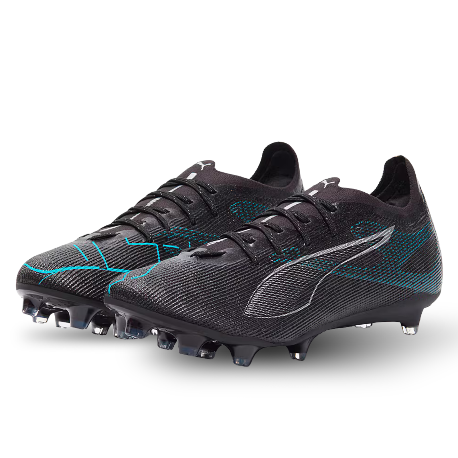 Puma Ultra 5 Pro FG/AG Soccer Cleats (Black/Silver/Bright Aqua)