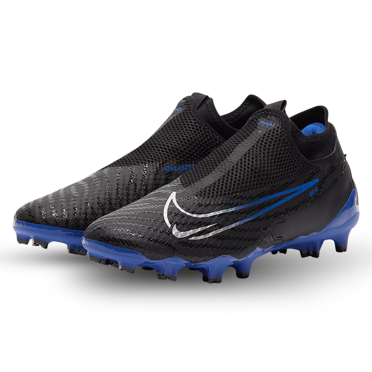 Nike Phantom GX Academy DF FG/MG Soccer Cleats (Black/Chrome-Hyper Royal)