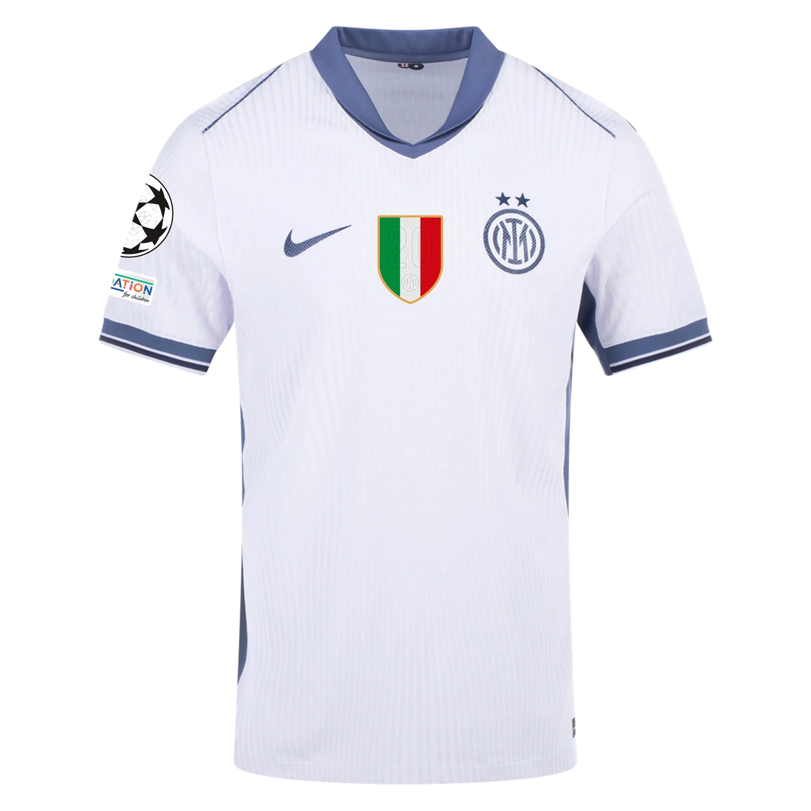 Nike Inter Milan Authentic Nicolò Barella Away Jersey w/ Champions League + Scudetto Patch 24/25 (White/Silver)