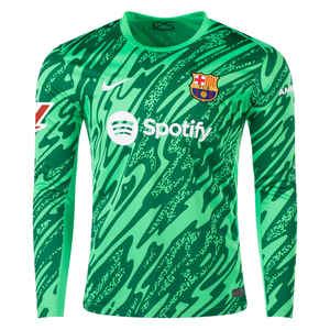 Nike Barcelona Goalkeeper Jersey w/ La Liga Patch 24/25 (Green Spark/Pine Green/White)