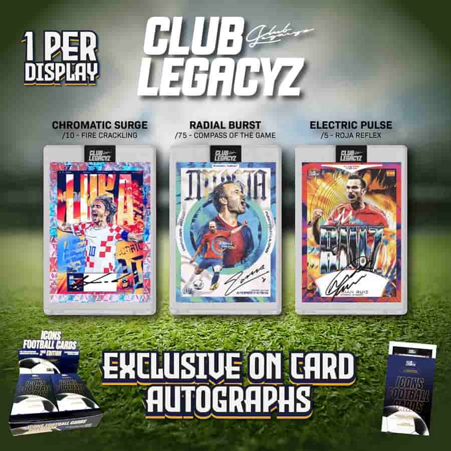 2025 Club Legacyz Icons Soccer 2nd Edition Hobby Pack (1 Card Each) | SoccerWearhouse