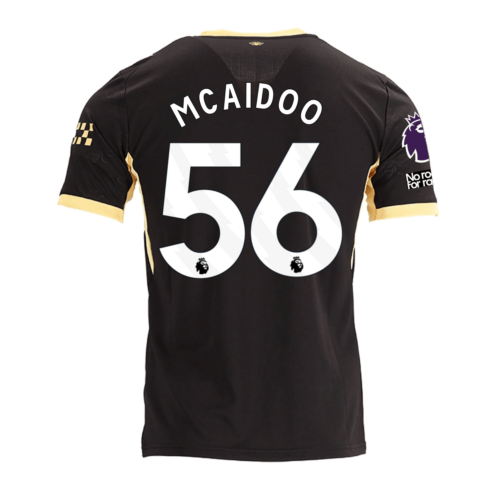 Puma Mens Manchester City Ryan McAidoo Elias Away Jersey w/ EPL + No Room For Racism Patches 26/27 (Black/Yellow)