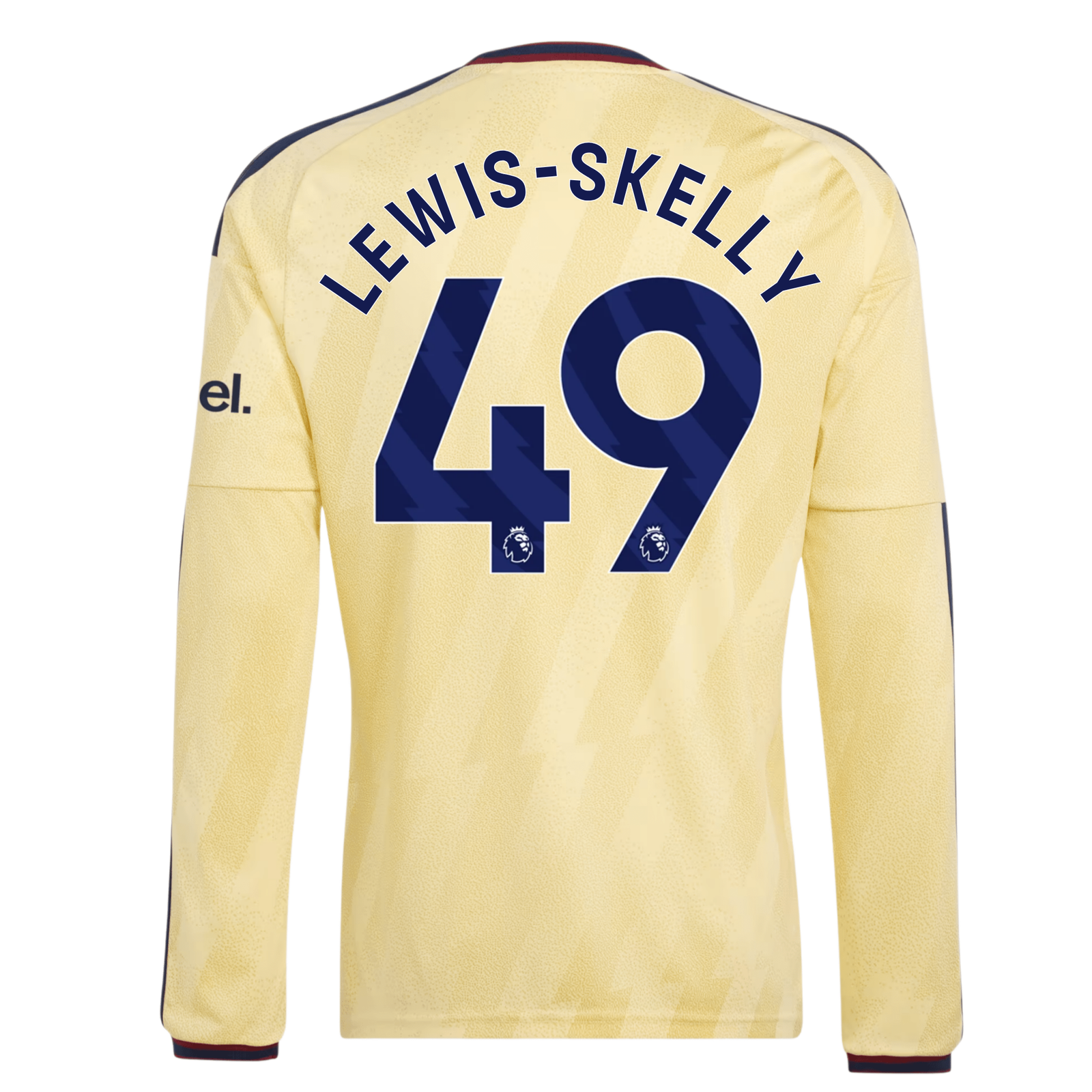 adidas Mens Arsenal Myles Lewis-Skelly Long Sleeve Third Jersey w/ EPL + No Room For Racism Patches 26/27 (Yellow)