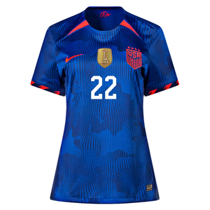 Nike Womens United States Kristie Mewis 4 Star Away Jersey 23/24 w/ 2019 World Cup Champion Patch (Hyper Royal/Loyal Blue)