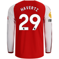 adidas Mens Arsenal Authentic Kai Havertz Long Sleeve Home Jersey w/ EPL + No Room for Racism Patches 26/27 (Better Scarlet)