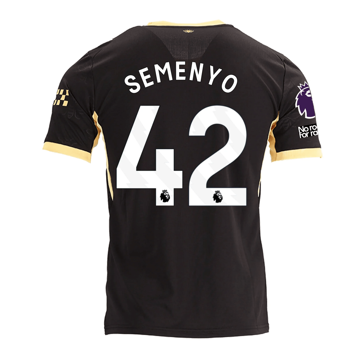 Puma Mens Manchester City Antoine Semenyo Away Jersey w/ EPL + No Room For Racism Patches 26/27 (Black/Yellow)