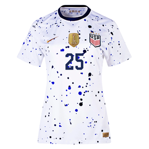 Nike Womens United States Trinity Rodman 4 Star Home Jersey 23/24 w/ 2019 World Cup Champion Patch (White/Loyal Blue)