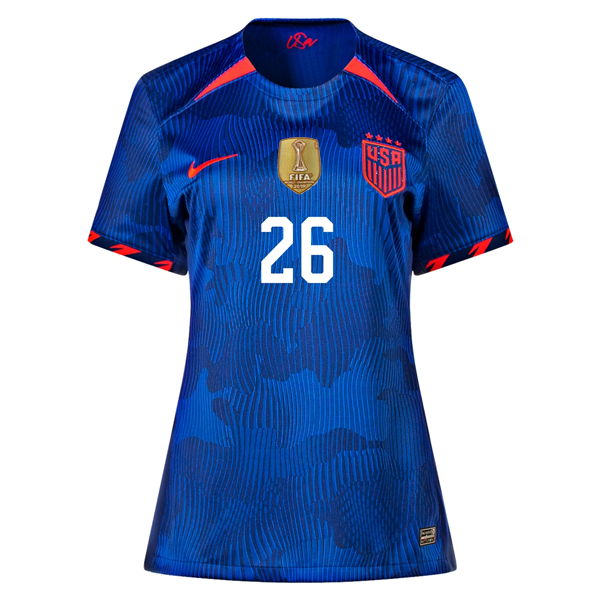 Nike Womens United States Taylor Kornieck 4 Star Away Jersey 23/24 w/ 2019 World Cup Champion Patch (Hyper Royal/Loyal Blue)