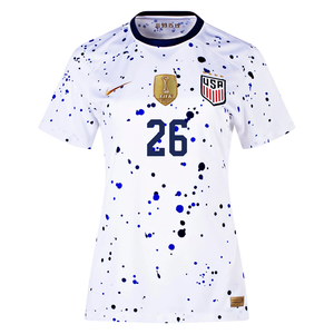 Nike Womens United States Taylor Kornieck 4 Star Home Jersey 23/24 w/ 2019 World Cup Champion Patch (White/Loyal Blue)